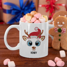 Taza De Café Cute Christmas reindeer face