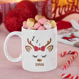 Taza De Café Cute Christmas reindeer face