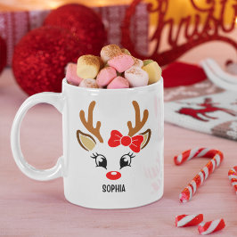 Taza De Café Cute Christmas reindeer face for her