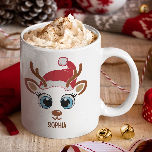 Taza De Café Cute Christmas reindeer face for her (Subido por el creador)