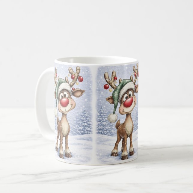 Taza De Café Cute Christmas Reindeer Mug (Anverso izquierdo)