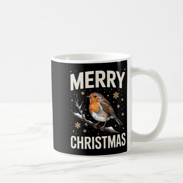 Taza De Café Cute Christmas Robin Merry Xmas Snow Scene Gardene (Derecha)