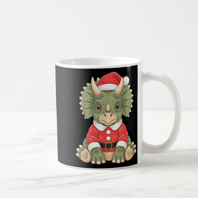 Taza De Café Cute Christmas Triceratops Santa Dinosaur  (Derecha)