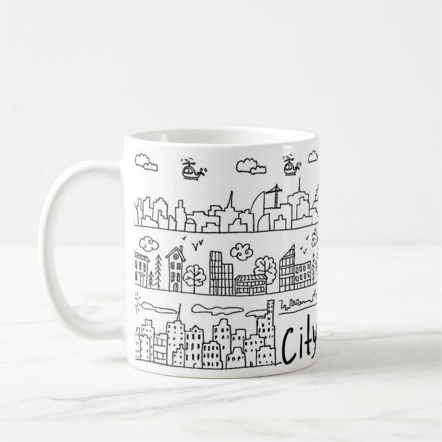 Taza De Café Cute City Doodle (Izquierda)