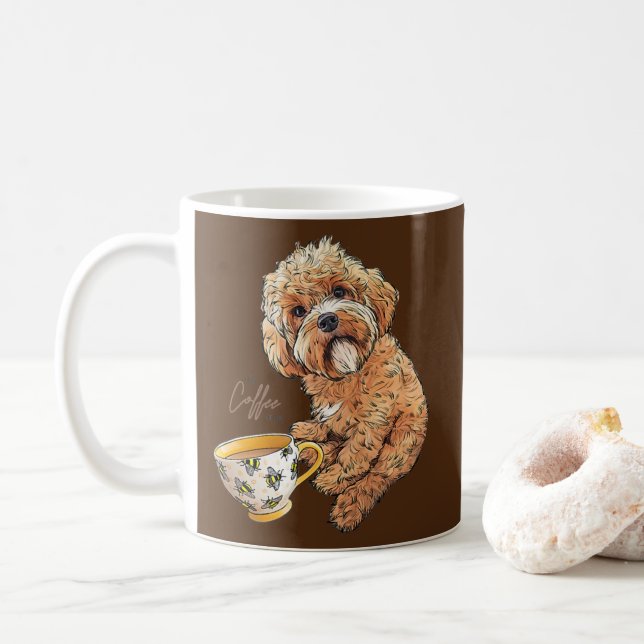 Taza De Café Cute Cockapoo Café Bee Gracioso Arte Perro (Con donut)