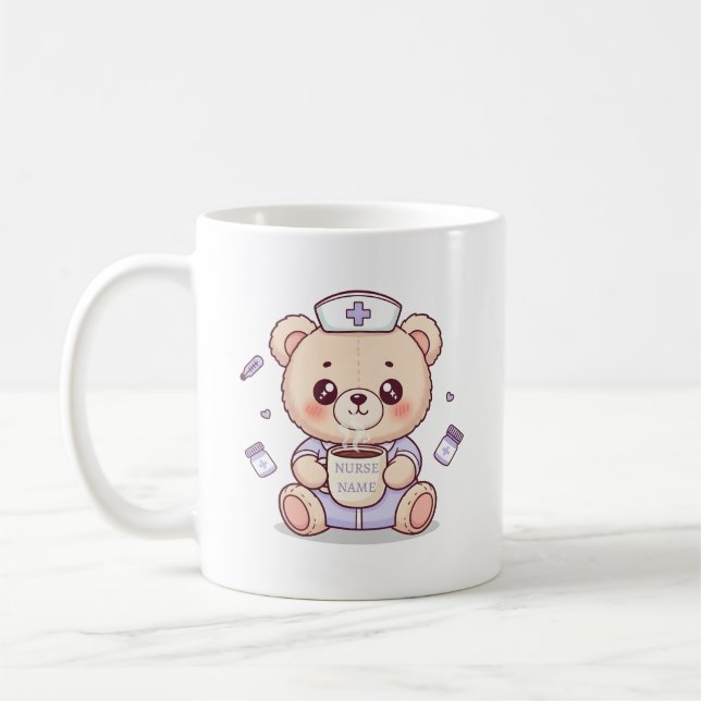Taza De Café Cute Coffee-Loving Nurse Teddy Bear  (Izquierda)