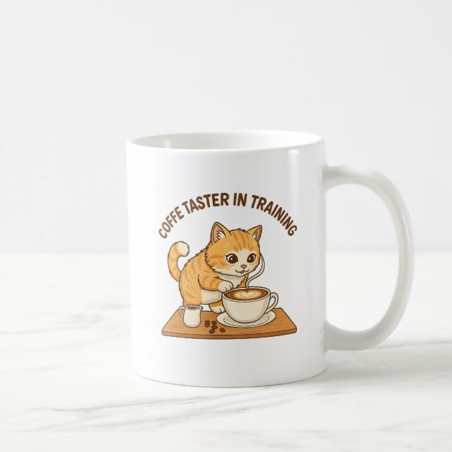 Taza De Café Cute Coffee Mug: "Coffee Taster in Training" Cat  (Derecha)