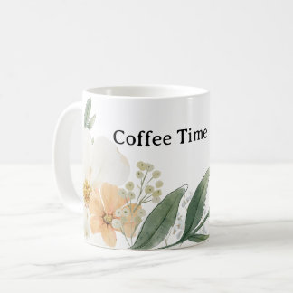 Taza De Café Cute CoffeeTime Teacup. Modern Minimalist Floral