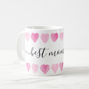 Taza De Café Cute color de agua rosada Corazón mejor mamá de to