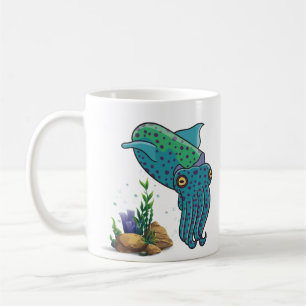 Taza De Café Cute con el hábitat marino coral y burbujas Café