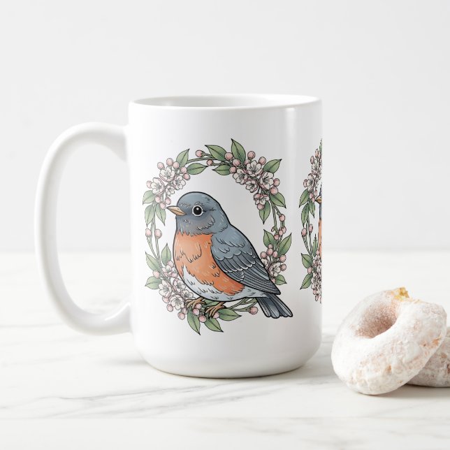 Taza De Café Cute Connecticut Bird With Mountain Laurel (Con donut)