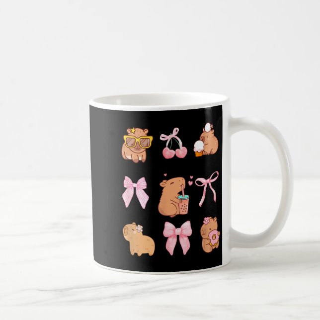 Taza De Café Cute Coquette Bow Capybara Pajamas Pjs Clothes Gir (Derecha)