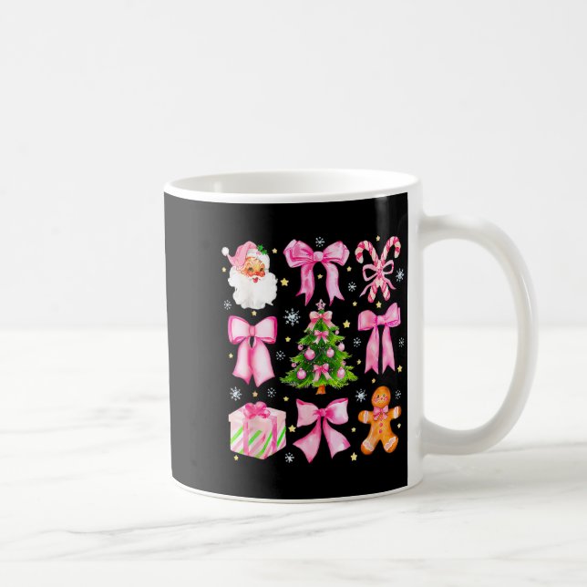 Taza De Café Cute Coquette Bow Nk Christmas Tree Santa Gingerbr (Derecha)
