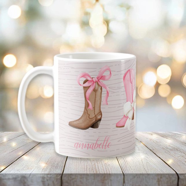 Taza De Café Cute Coquette Cowgirl Boots personalizado (Cute Coquette Cowgirl Boots Personalized Coffee Mug)