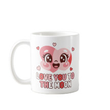 Cute Corazón Personaje Te Amo Hasta La Luna