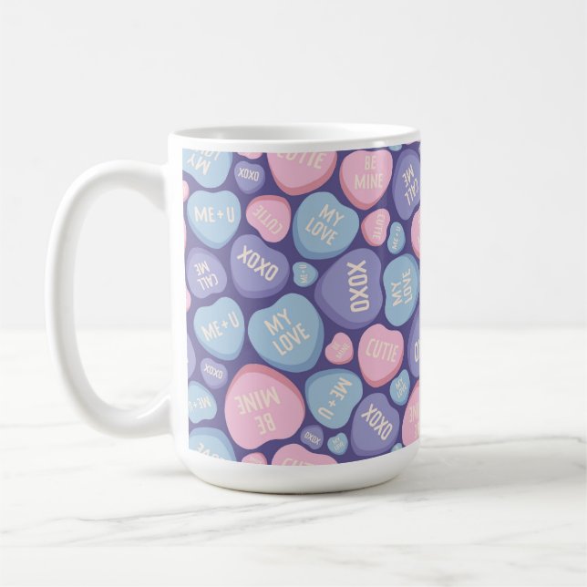 TAZA DE CAFÉ CUTE CORAZONES DE AZUL ROSA DE PURPLE CANDY (Izquierda)