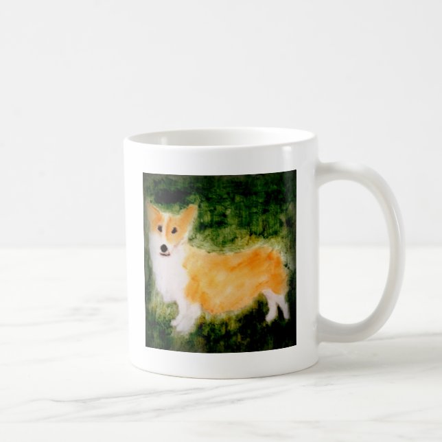 Taza De Café Cute Corgi Perro Pintura (Derecha)