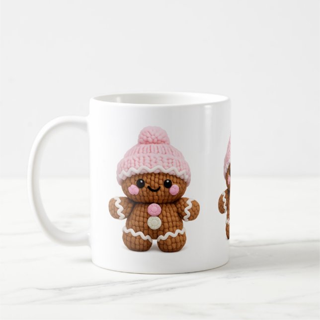 Taza De Café Cute Crochet Gingerbread Mug Cake Character Coffee (Izquierda)