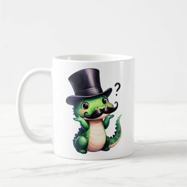 Taza De Café Cute Crocodile Gentleman Fun Art (Izquierda)