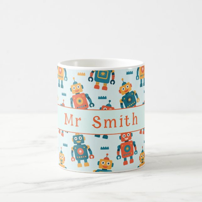Taza De Café Cute Customizable Robot Print (Centro)