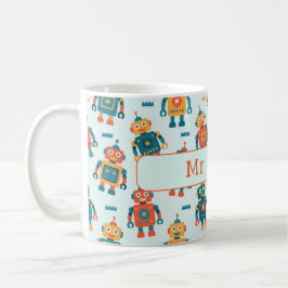 Taza De Café Cute Customizable Robot Print
