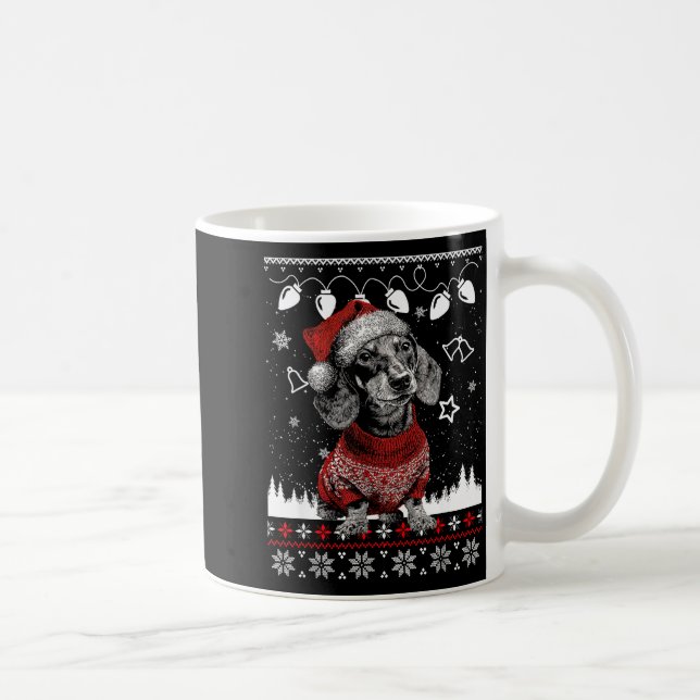 Taza De Café Cute Dachshund Christmas Wearing Sweater Funny Xma (Derecha)