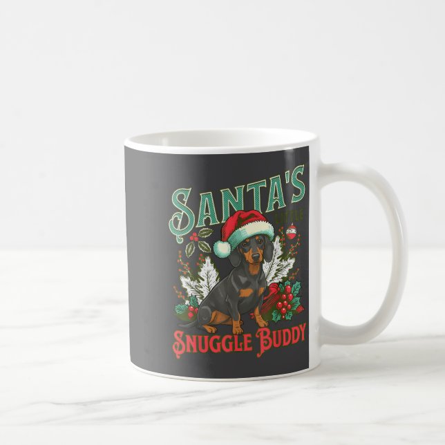 Taza De Café Cute Dachshund Dogs Christmas Lights Santa Holiday (Derecha)