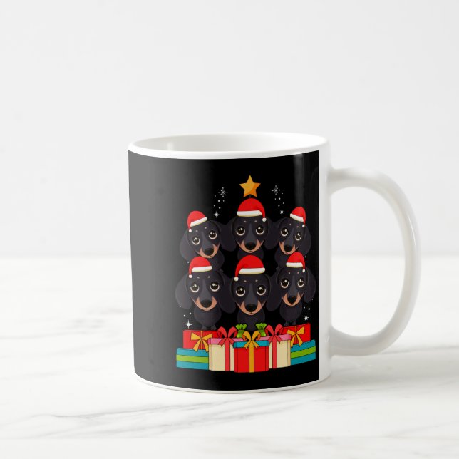 Taza De Café Cute Dachshund Le Doxie Christmas Tree Xmas Hat Lo (Derecha)