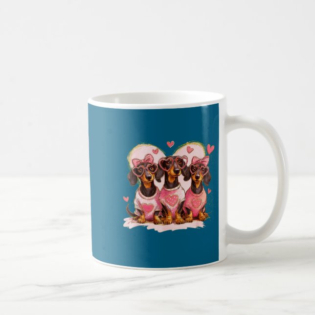 Taza De Café Cute Dachshund Valentines Heart Dog Lover Men Wome (Derecha)