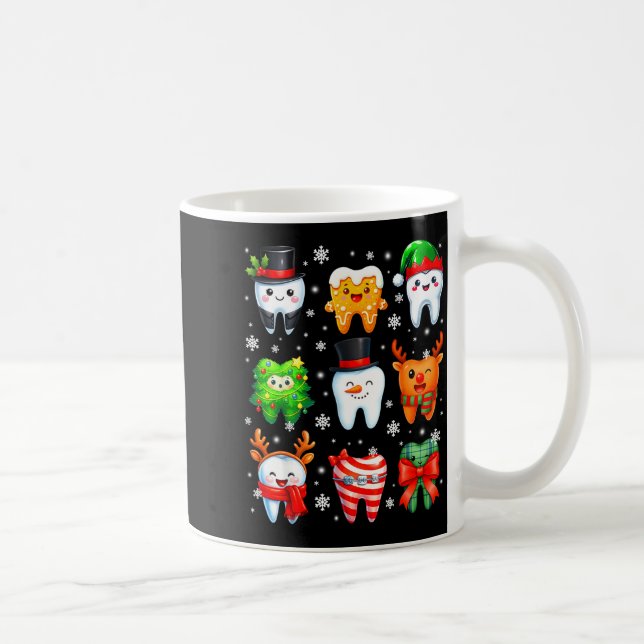 Taza De Café Cute Dental Tooth Snowman Christmas Xmas Men Women (Derecha)