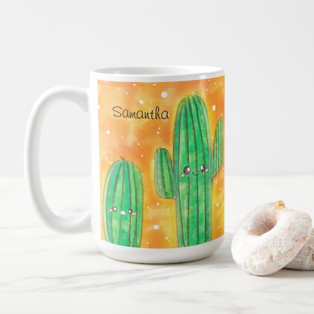 Taza De Café Cute Desert Cactus (Con donut)