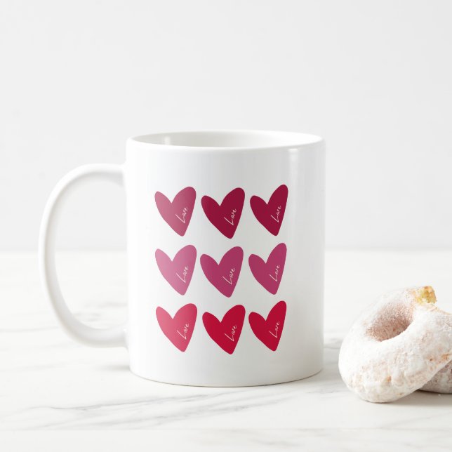 Taza De Café Cute Día de San Valentín Corazón Romántico - Valen (Con donut)