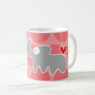 Taza De Café Cute Dibujos Animados Gris Rinoceronte & Fun Punto
