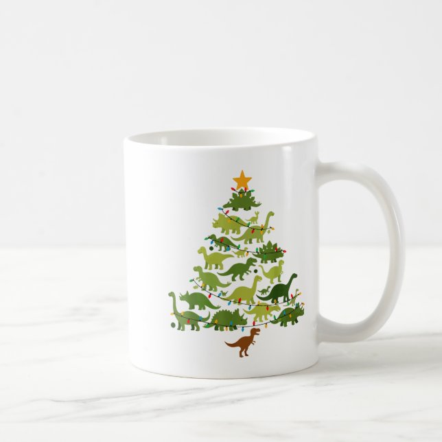 Taza De Café Cute Dino Christmas Tree Merry Dinomas Xmas Lights (Derecha)