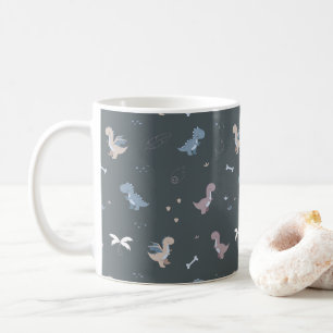 Taza De Café Cute Dino Patern Bluish Gray Mug