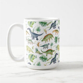 Taza De Café Cute Dinosaurios acuarela patrón verde niños