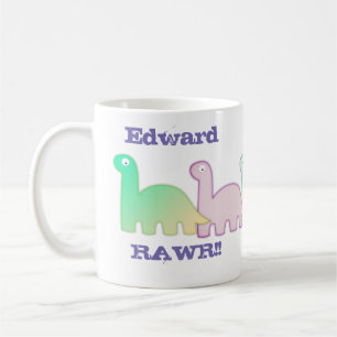 Taza De Café Cute Dinosaurios Pastel Colorido