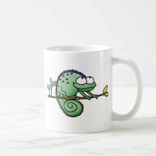 Taza De Café Cute divertido camaleón dibujo lagarto verde