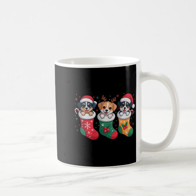 Taza De Café Cute Dog Christmas Pajama Santa Hat Xmas Men Women (Derecha)