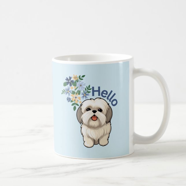 Taza De Café Cute Dog Hello Mug (Derecha)