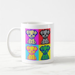 Taza De Café Cute Dog Lover Pop Art Cuatro Cachorros