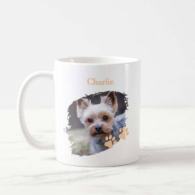 Taza De Café Cute dog pet with customized name (Izquierda)