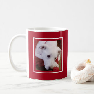 Taza De Café Cute Dog Photo White and Red Merry Christmas