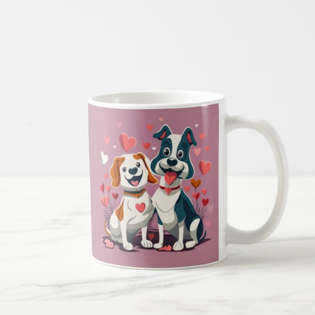 Taza De Café Cute Dogs Valentine (Derecha)