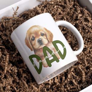 Taza De Café Cute Doodle Dad: El verde del perro acuarela
