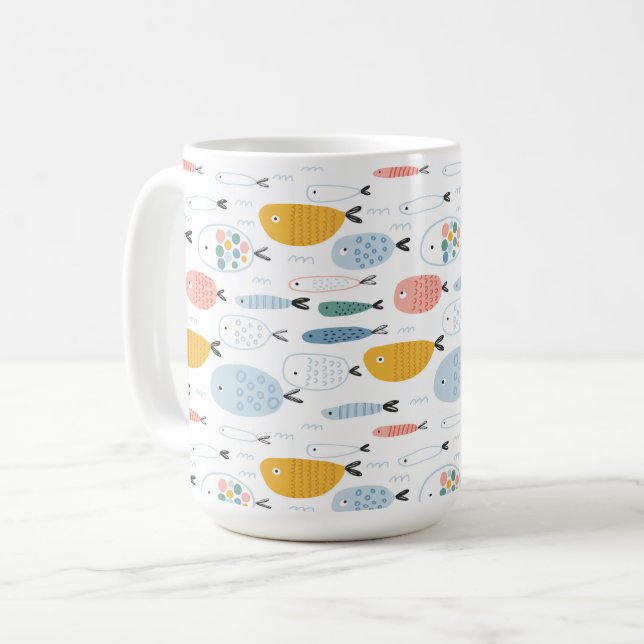 Taza De Café Cute Doodle School of Fish Pattern (Anverso izquierdo)