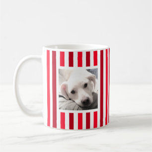 Taza De Café Cute dos fotos rayadas en blanco y rojo