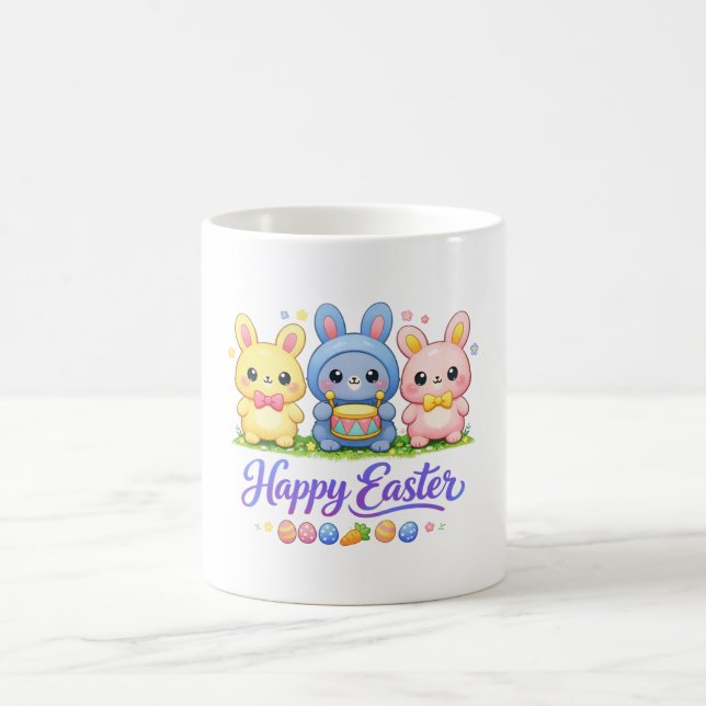 Taza De Café Cute Easter Bunny Kawaii Cartoon Spring Illustrati (Centro)