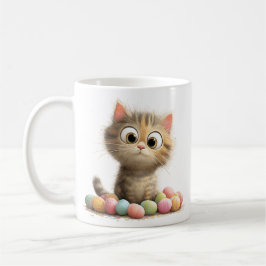 Taza De Café Cute Easter Kitten Mug with Pastel Eggs