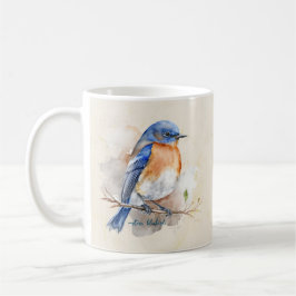 Taza De Café Cute Eastern Bluebird Rustic Watercolor